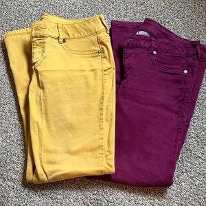 Maurices Skinny Jeans in Mustard Yellow & Berry